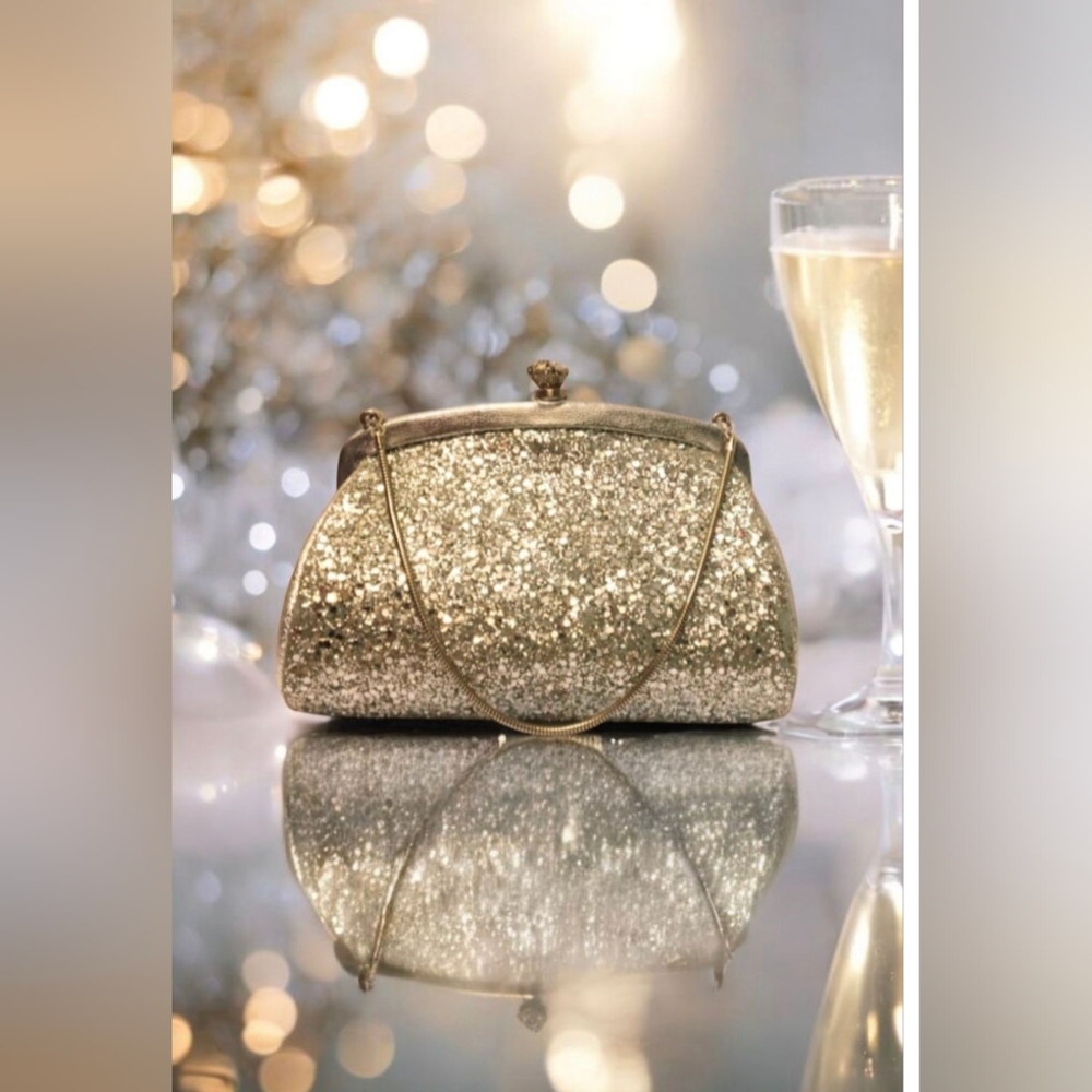 1950's "Admiral" Silver Sparkle Wrist Purse, Vintage Silver Purse